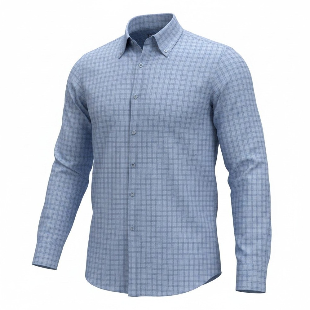 Joseph & Feiss Men's XXL Blue Check Non-Iron 100% Cotton Button Down Dress Shirt